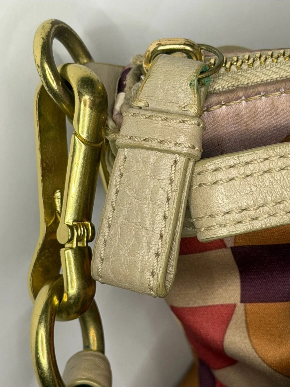Coach Op Art Sophia Signature Bag.  with Beige Leather Trim  K1120-18636